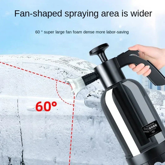 2L Hand Pump Foam Sprayer – Manual Snow Foam Cannon with 3 Nozzles