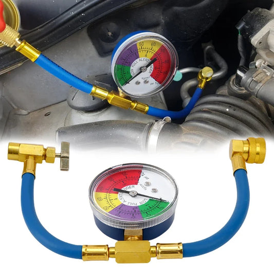 15.7" R134A A/C Refrigerant Charging Hose with Pressure Gauge – Car Air Conditioner Gas Refill Tool