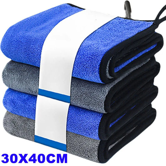 1-4pcs Microfiber Car Washing Towels – Soft, Quick-Drying, Double-Layer Cleaning Cloths (500GSM)