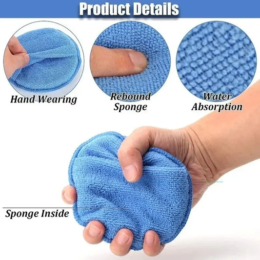 10pcs Car Detailing Applicator Pads – Soft Microfiber & Foam Sponges for Waxing & Polishing