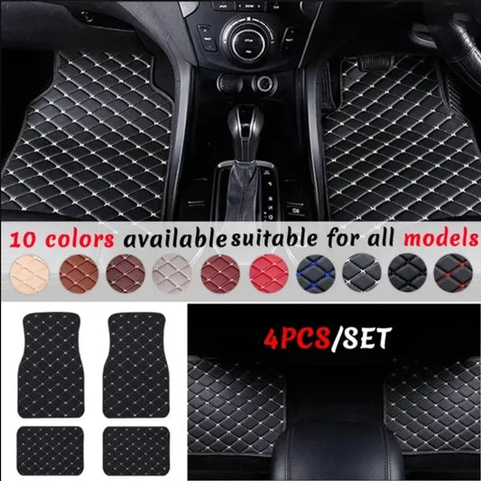 Car Floor Mats 4PCS – Universal PU Leather Waterproof Auto Foot Pad Protector Set