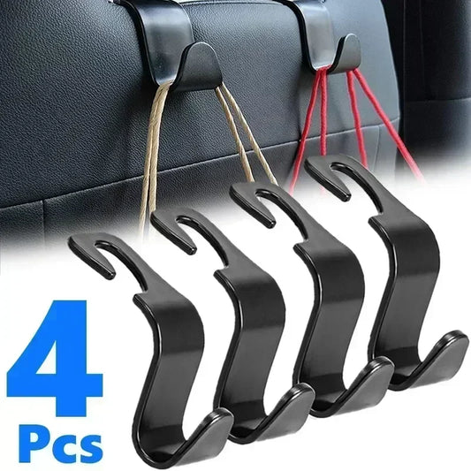4PCS Car Headrest Hooks – Seat Back Organizer Hanger Clips for Bags & Accessories