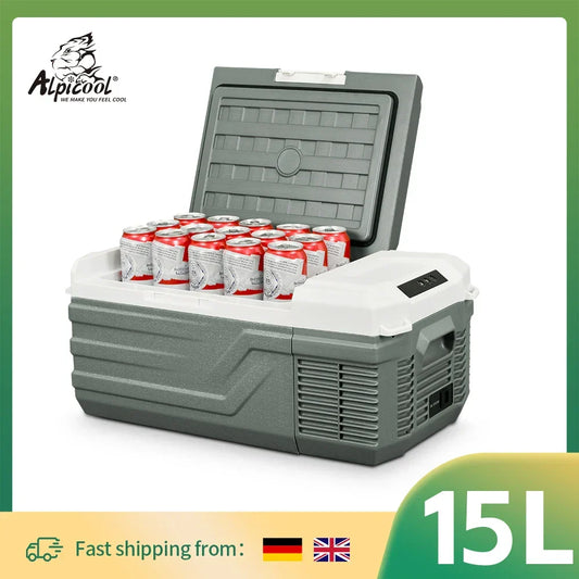 Alpicool NL15 15L Portable Car Refrigerator – 12V Mini Fridge Freezer for Truck & Camping