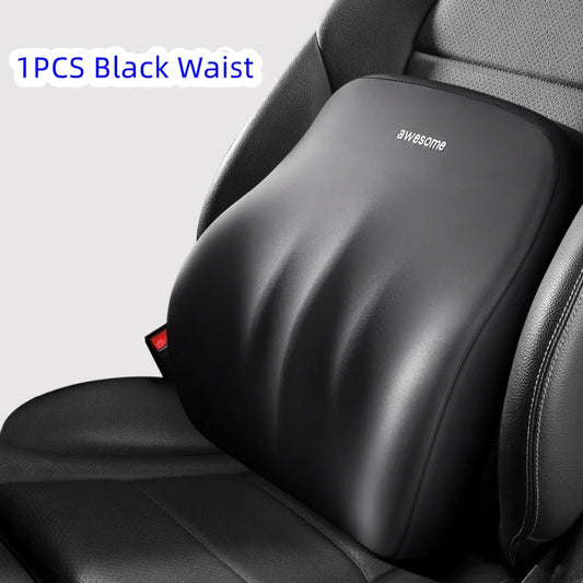 Car Lumbar & Neck Support Pillow – Memory Foam Cushion Set