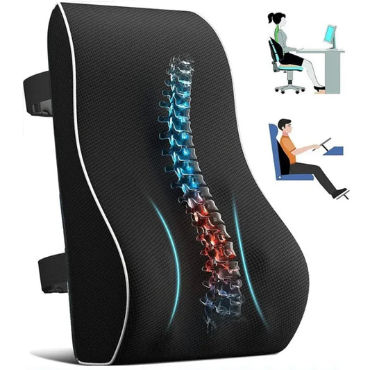 Car Seat & Office Chair Lumbar Support Cushion – Memory Foam Back Support